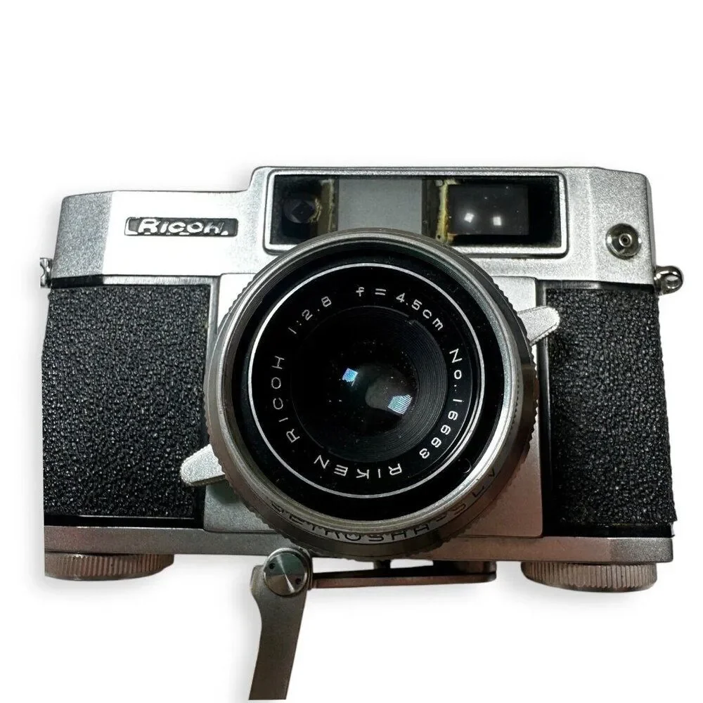 Vintage Ricoh‎ 500 35mm Rangefinder Camera w/ Case and Exposure Meter - Untested